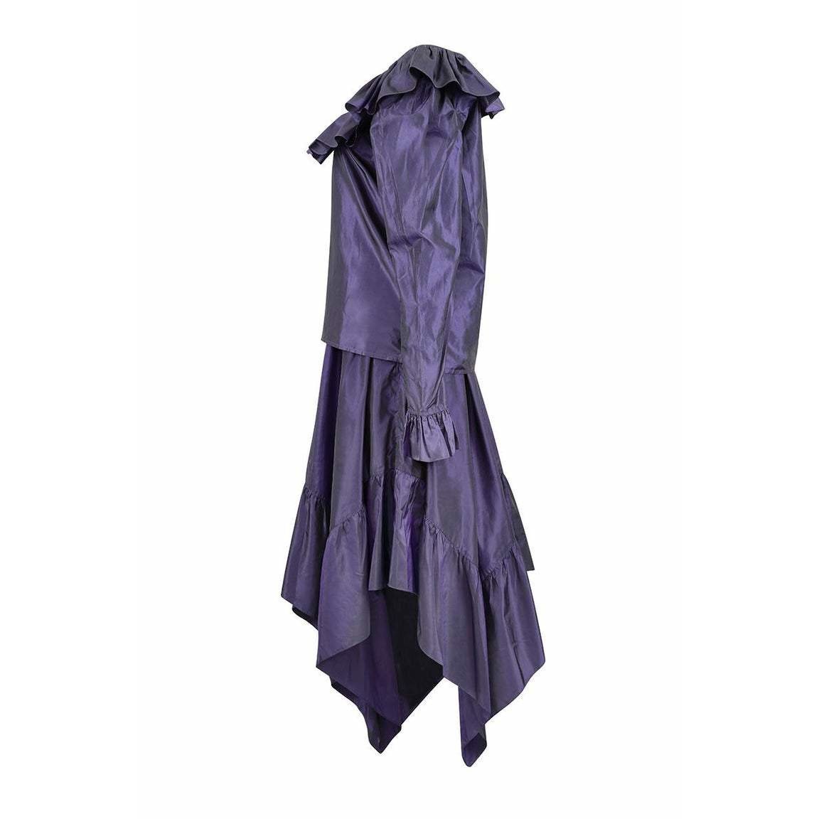 1980s Yves Saint Laurent Silk Taffeta Purple Skirt Set