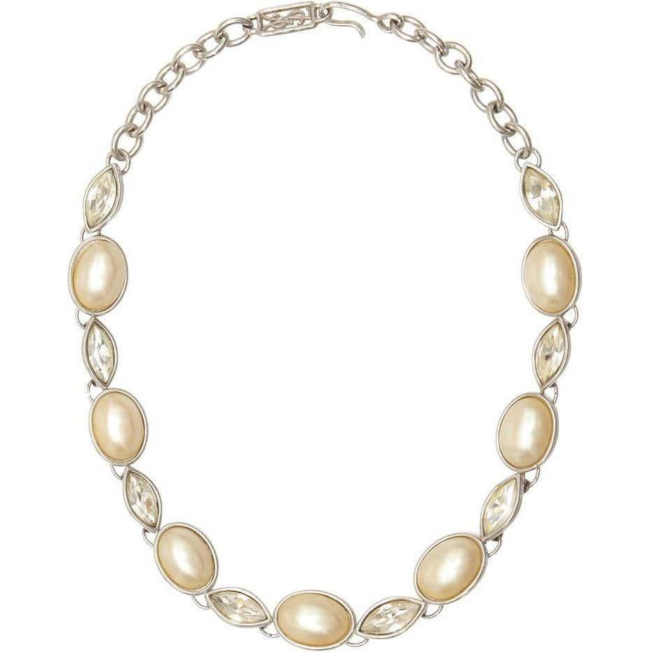 1980s Yves Saint Laurent Silver and Pearl Necklace