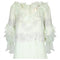 1980s Zandra Rhodes Pale Green Couture Silk Chiffon Dress Hat and Bag Set