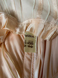 1970s Andrea Wilkin Cream Silk and Peach Ribbon Polonaise Dress-Dress-CIRCA VINTAGE LONDON