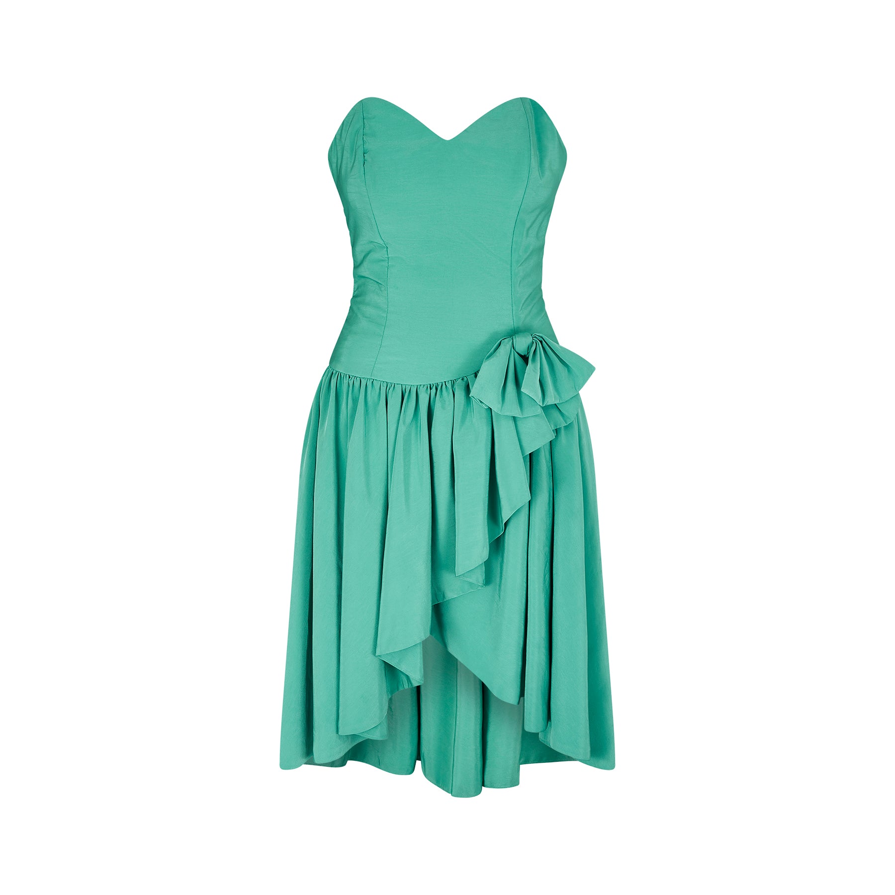 1980s Bees Knees Emerald Green Strapless Dress