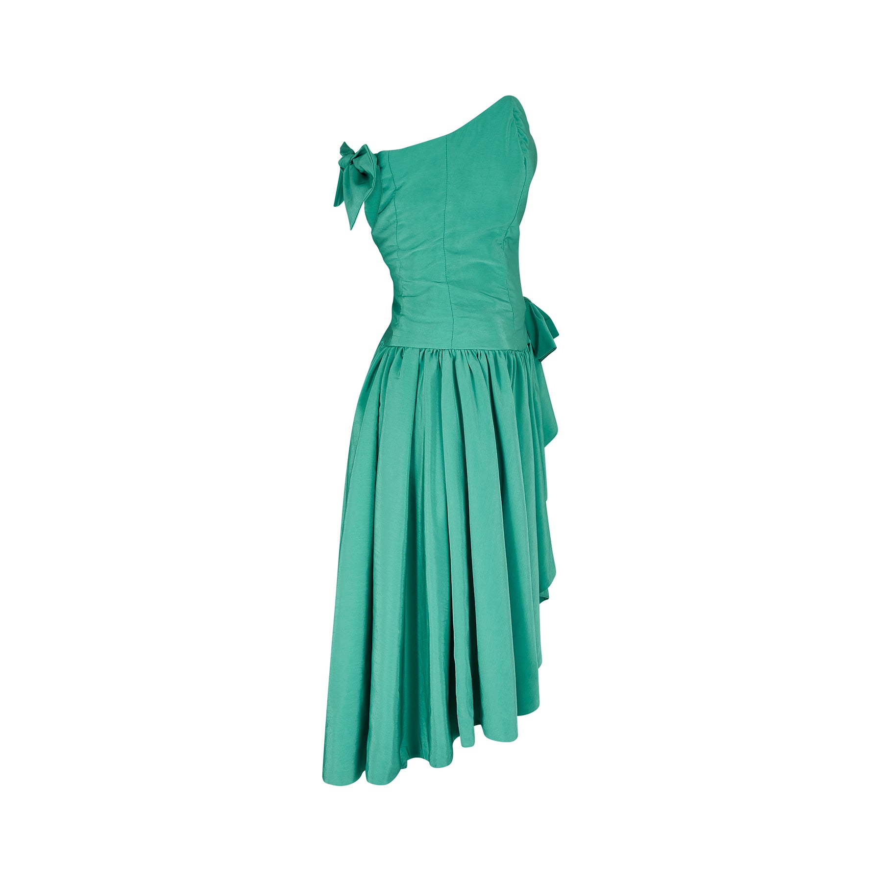 1980s Bees Knees Emerald Green Strapless Dress