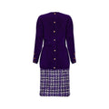 1985 Chanel Haute Couture Purple Tweed Velvet Three-Piece Suit