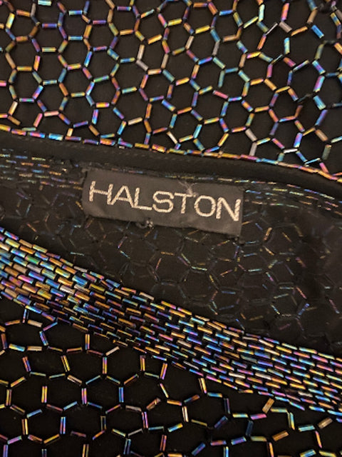 1980s Halston Black Label Iridescent Beaded Tunic with Belt