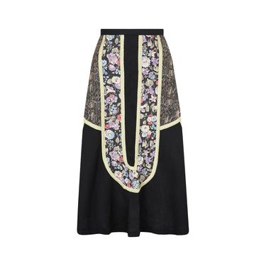 ARCHIVE - 1970s Koos van den Akker Patchwork Black Linen Skirt