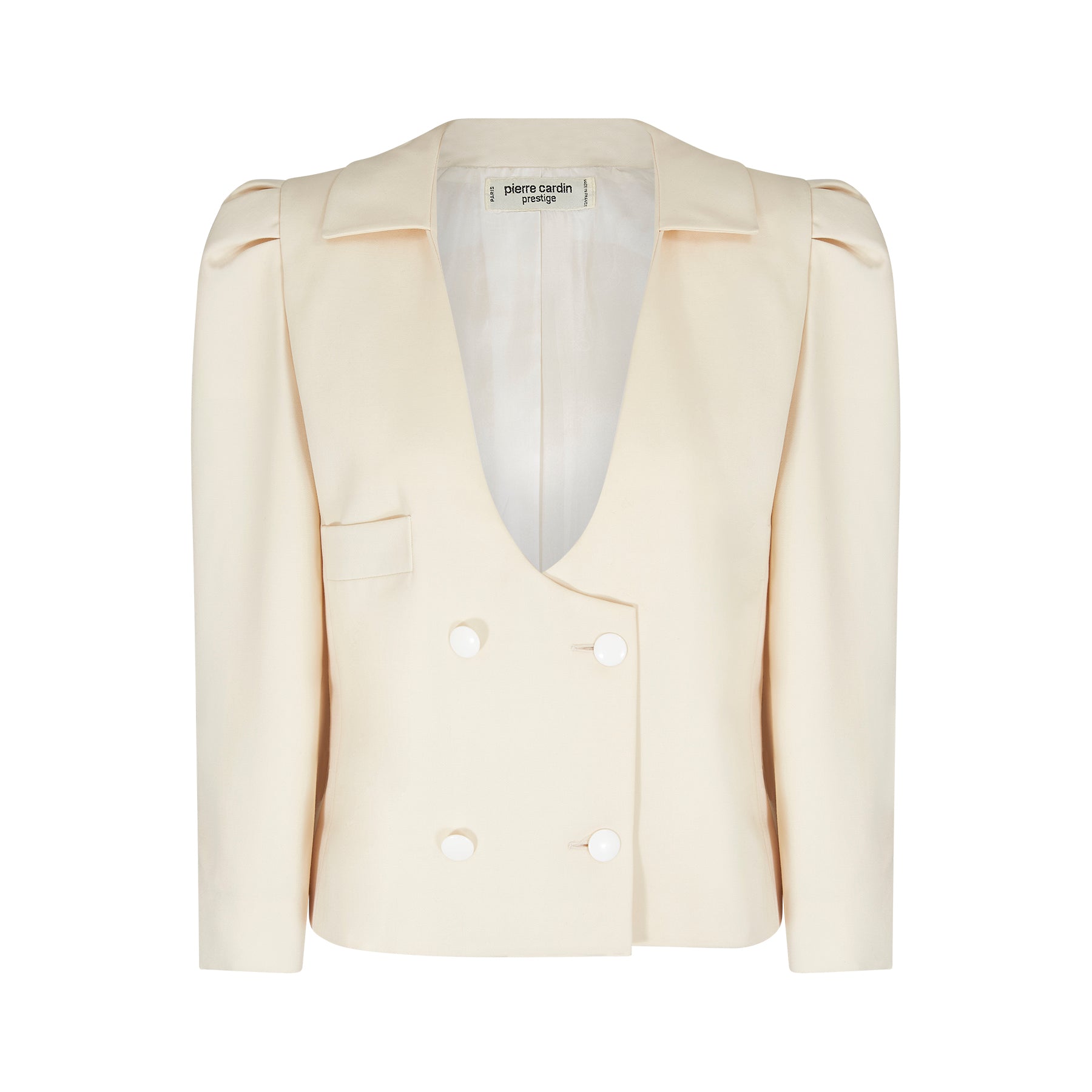 ARCHIVE - 1990s Pierre Cardin Prestige Cream Double Breasted Skirt Suit