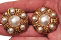 1984 Chanel Large Pearl Shield Earrings