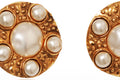 1984 Chanel Large Pearl Shield Earrings