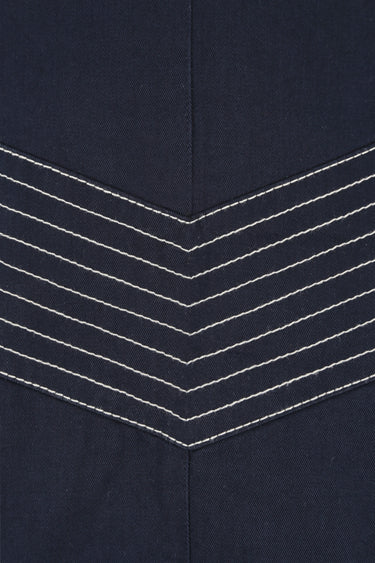 2000s Thierry Mugler Couture Navy Cotton Chevron Dress