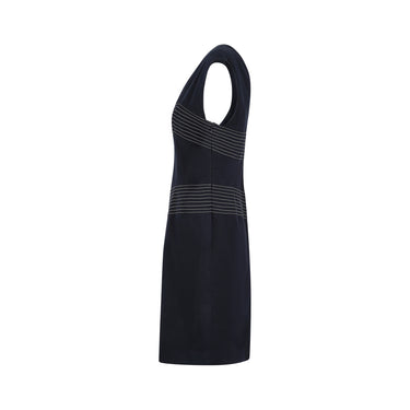 2000s Thierry Mugler Couture Navy Cotton Chevron Dress