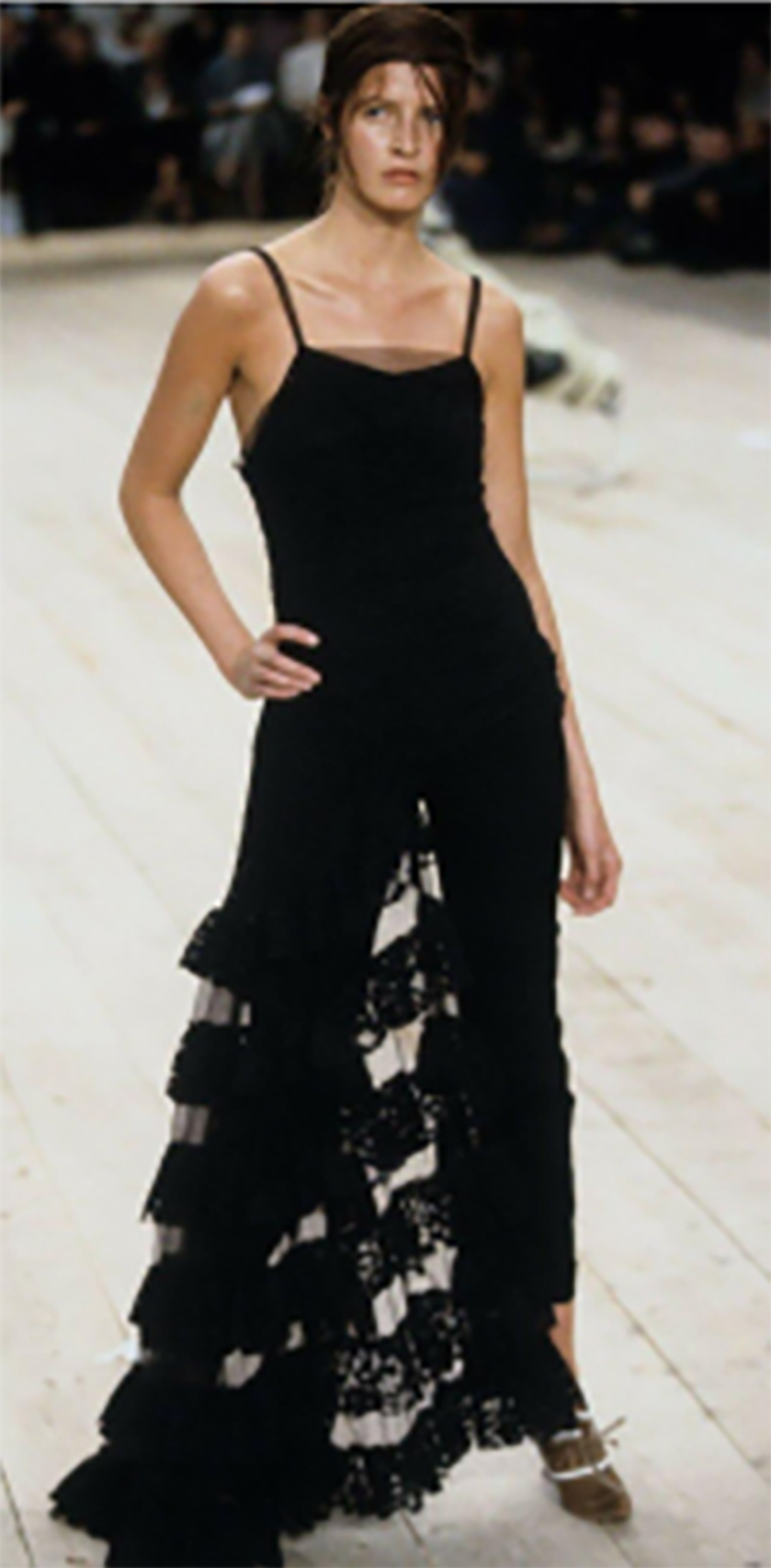 ARCHIVE - 1990s Alexander McQueen Black Crepe and Tulle Evening Dress CIRCA VINTAGE ARCHIVE - 1990s Alexander McQueen Black Crepe and Tulle Evening Dress CIRCA VINTAGE