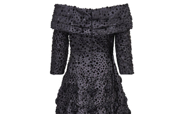 ARCHIVE - 1980s Arnold Scaasi Couture Black Velvet Rosette Dress