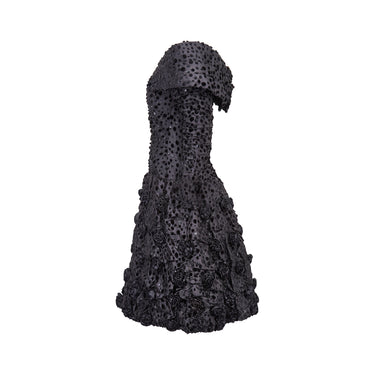 ARCHIVE - 1980s Arnold Scaasi Couture Black Velvet Rosette Dress
