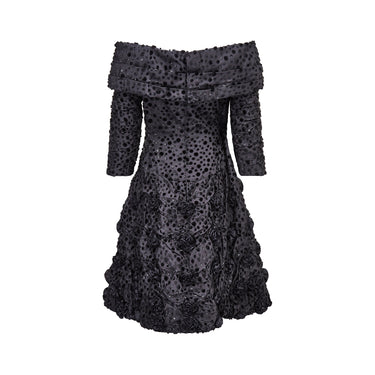 ARCHIVE - 1980s Arnold Scaasi Couture Black Velvet Rosette Dress