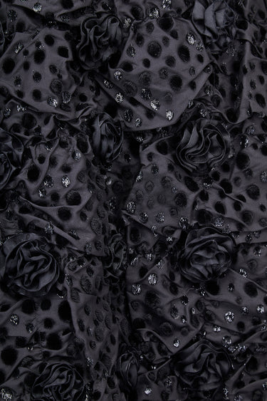 ARCHIVE - 1980s Arnold Scaasi Couture Black Velvet Rosette Dress