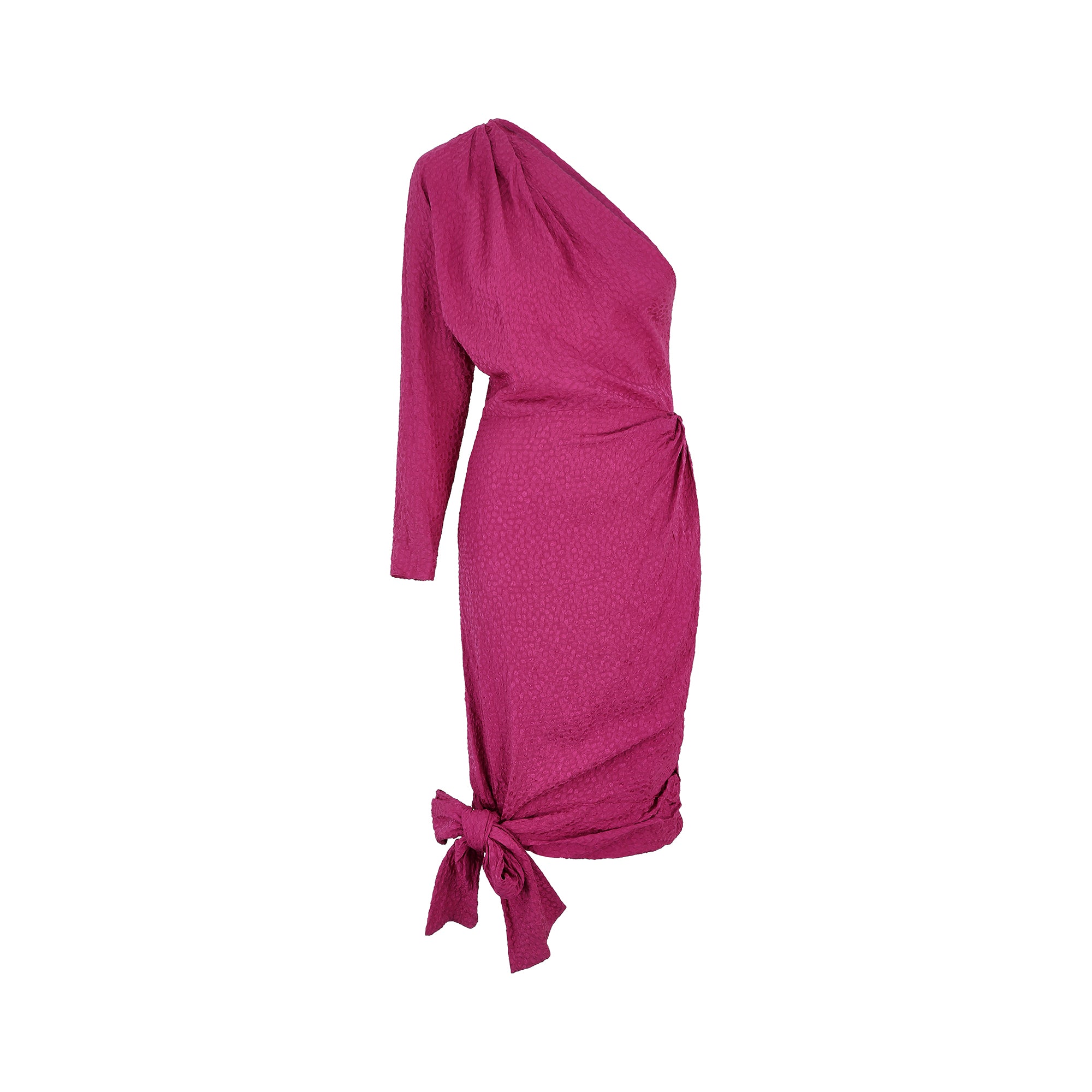 1987 Yves Saint Laurent Pink Silk Asymmetric Dress with Belt