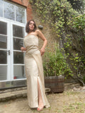 ARCHIVE - 1990s Balenciaga Beige Silk Chiffon Column Dress