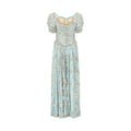 1990s Bespoke Embellished Lace and Crystal Turquoise Dress