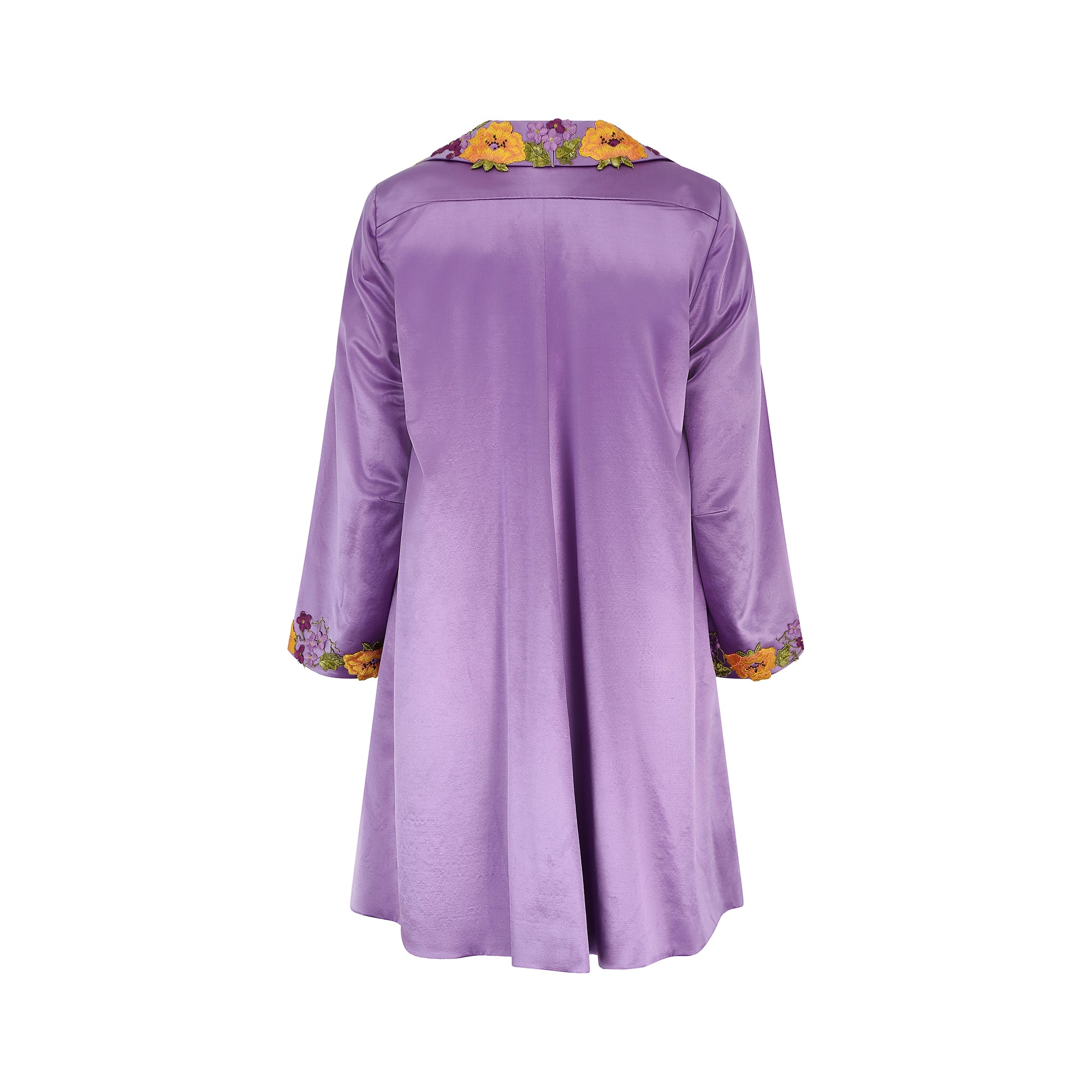 1990s Bespoke Purple Floral Embroidered Dress Jacket Suit