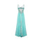 1990s Bespoke Turquoise Sequinned and Embroidered Dress