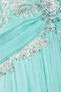 ARCHIVE - 1990s Bespoke Turquoise Sequinned and Embroidered Dress
