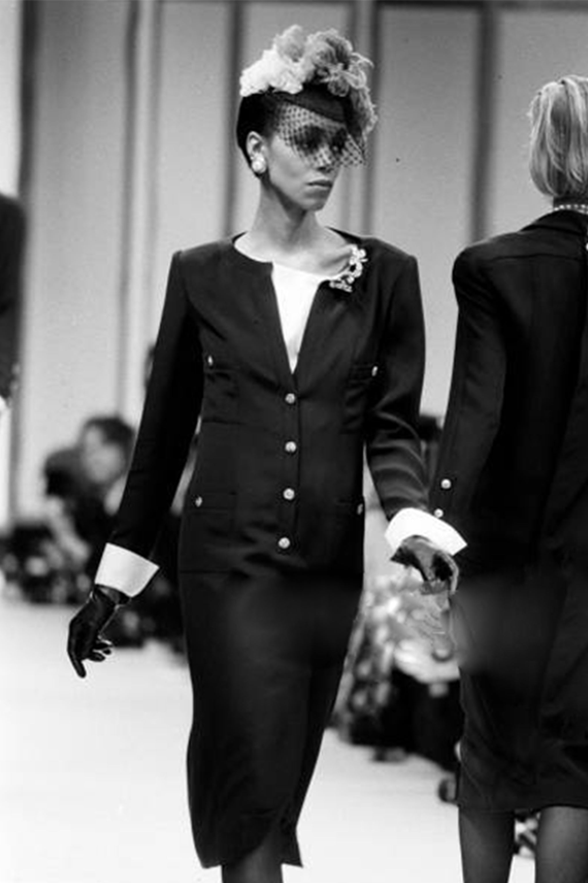 ARCHIVE - 1984 Runway Documented Chanel Karl Lagerfeld Tuxedo Dress CIRCA VINTAGE ARCHIVE - 1984 Runway Documented Chanel Karl Lagerfeld Tuxedo Dress CIRCA VINTAGE