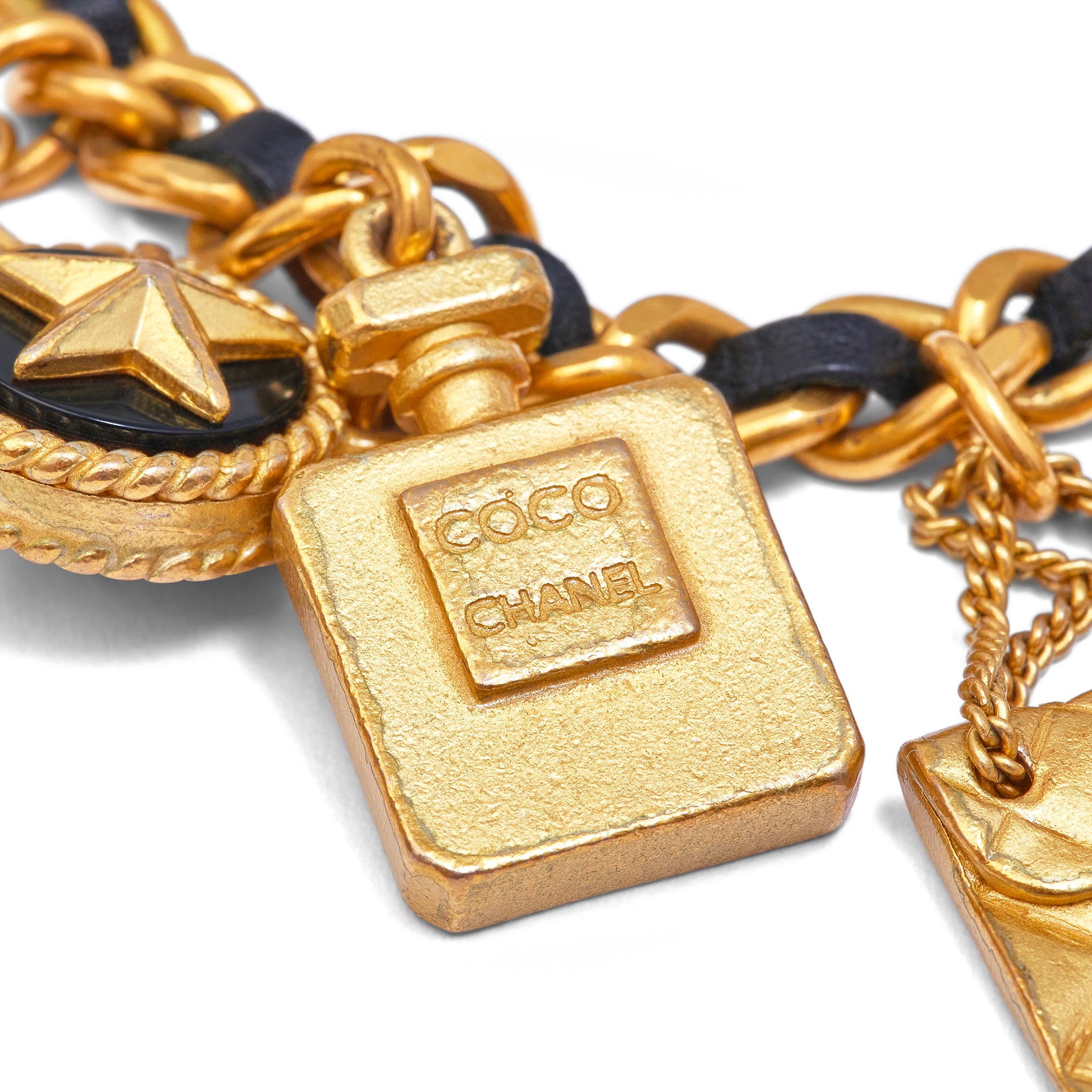 ARCHIVE - 1990s Chanel Leather Chain Charm Bracelet