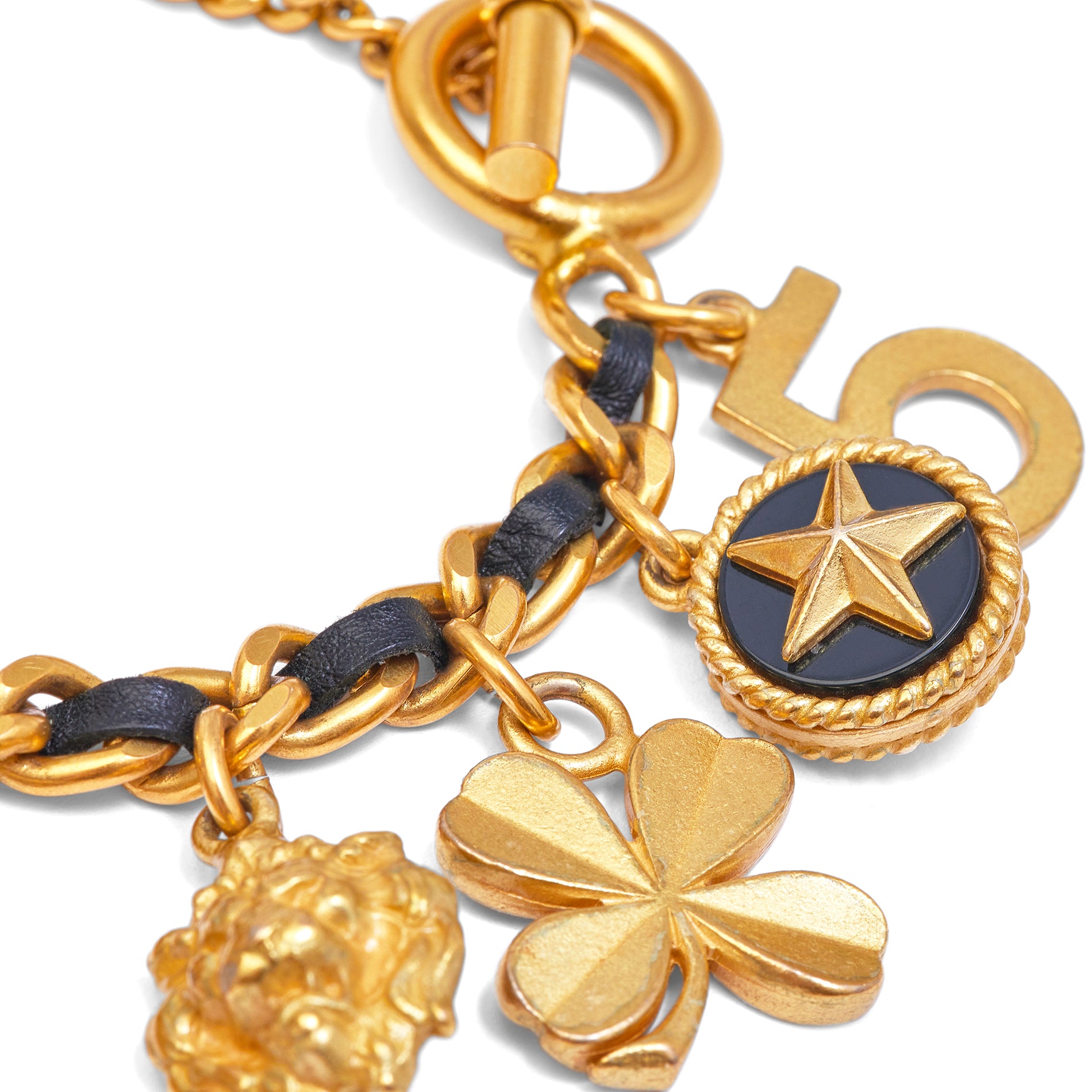 ARCHIVE - 1990s Chanel Leather Chain Charm Bracelet