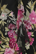 ARCHIVE - 1990s Diane Freis Black Floral Bias Cut Dress