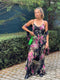 ARCHIVE - 1990s Diane Freis Black Floral Bias Cut Dress