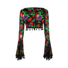 1994 Dolce and Gabbana Floral Trumpet Sleeve Crop Top