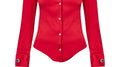 ARCHIVE: 2000s Runway Dolce and Gabbana Red Silk Blouse with Crystal Cuff Links