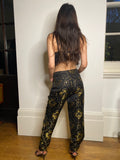 1990s Gianni Versace Couture Black and Gold Baroque Jeans