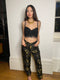 1990s Gianni Versace Couture Black and Gold Baroque Jeans