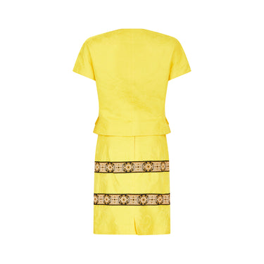 1990s Gianni Versace Couture Yellow Baroque Skirt Suit