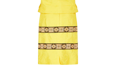 1990s Gianni Versace Couture Yellow Baroque Skirt Suit