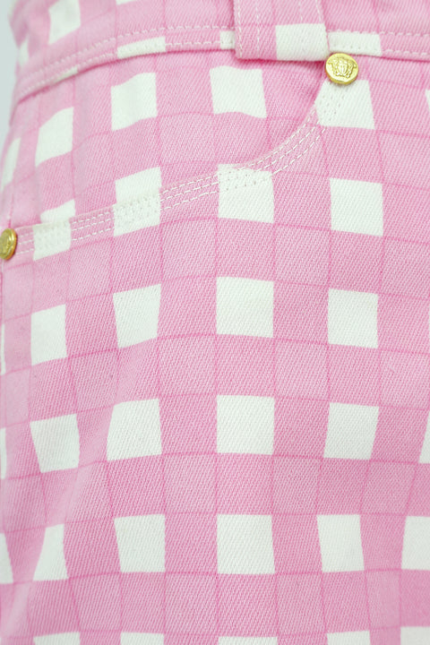 1993 Runway Gianni Versace Pink and White Gingham Shorts