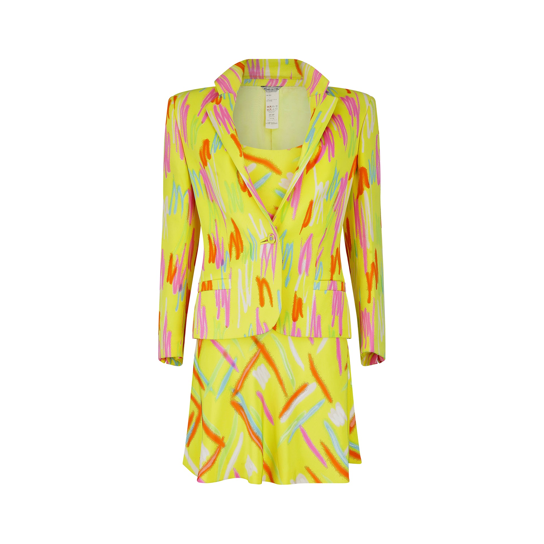 1996 Gianni Versace Couture Neon Dress Suit