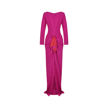 1990s Guy Laroche Couture Pink Silk Crepe Dress