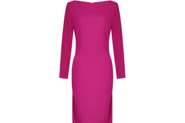 1990s Guy Laroche Couture Pink Silk Crepe Dress