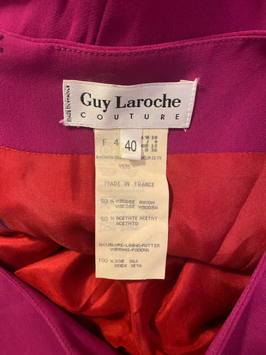 1990s Guy Laroche Couture Pink Silk Crepe Dress