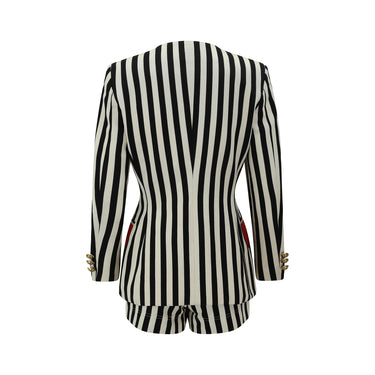 ARCHIVE - 1990s Moschino Monochrome and Red Striped Novelty Short Suit