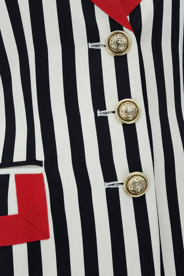 ARCHIVE - 1990s Moschino Monochrome and Red Striped Novelty Short Suit