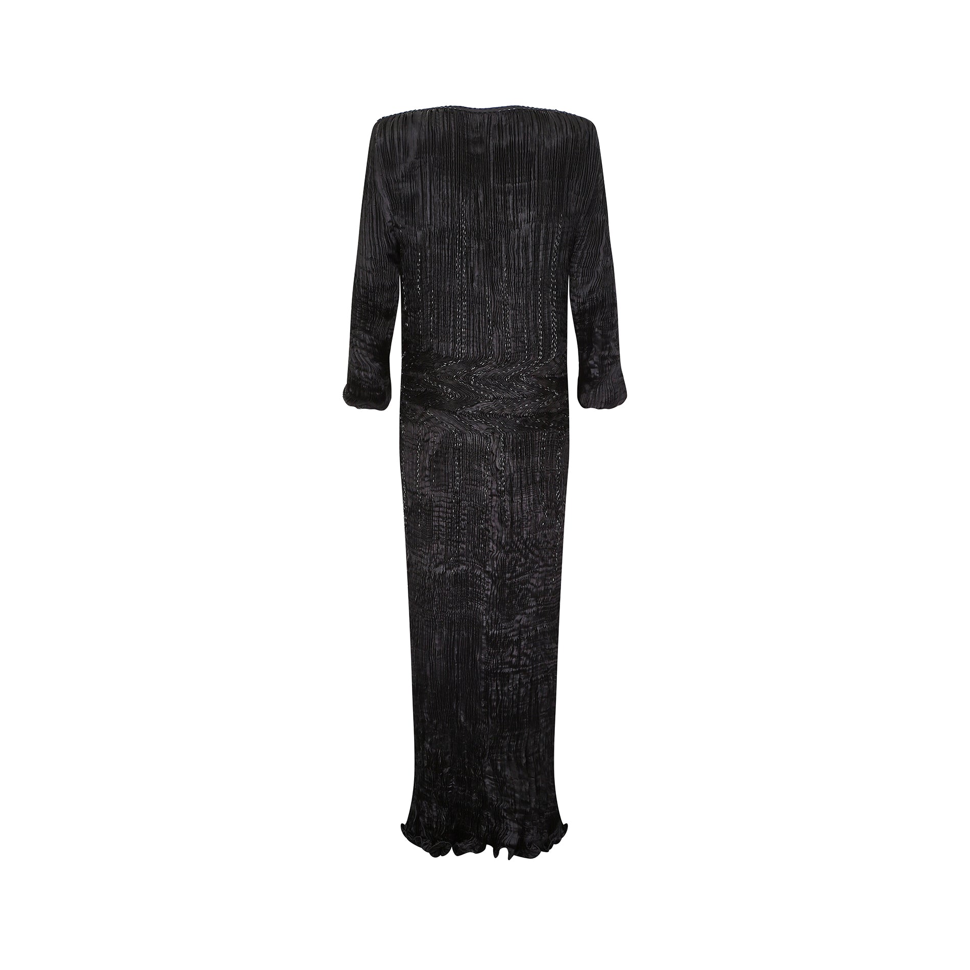 1990s Patricia Lester Fortuny Pleated and Beaded Dress