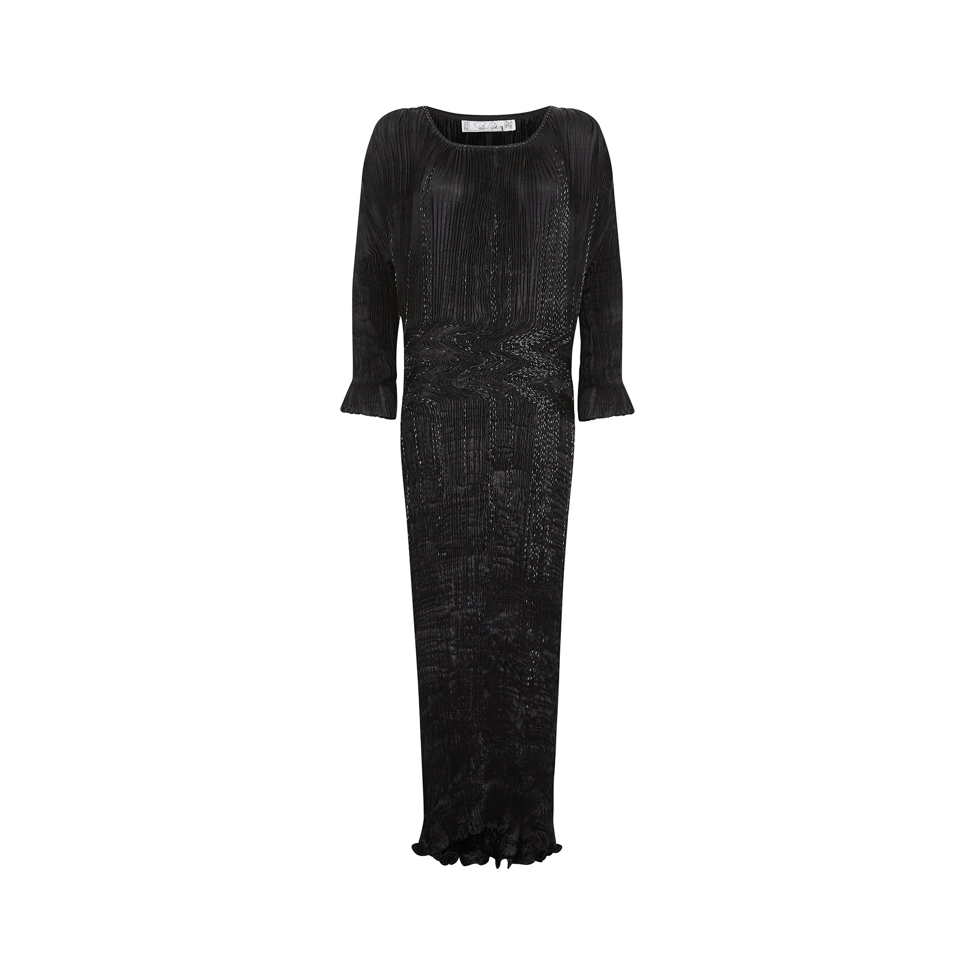 1990s Patricia Lester Fortuny Pleated and Beaded Dress