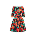 ARCHIVE - 1990s Scaasi Off the Shoulder Silk Floral Dress