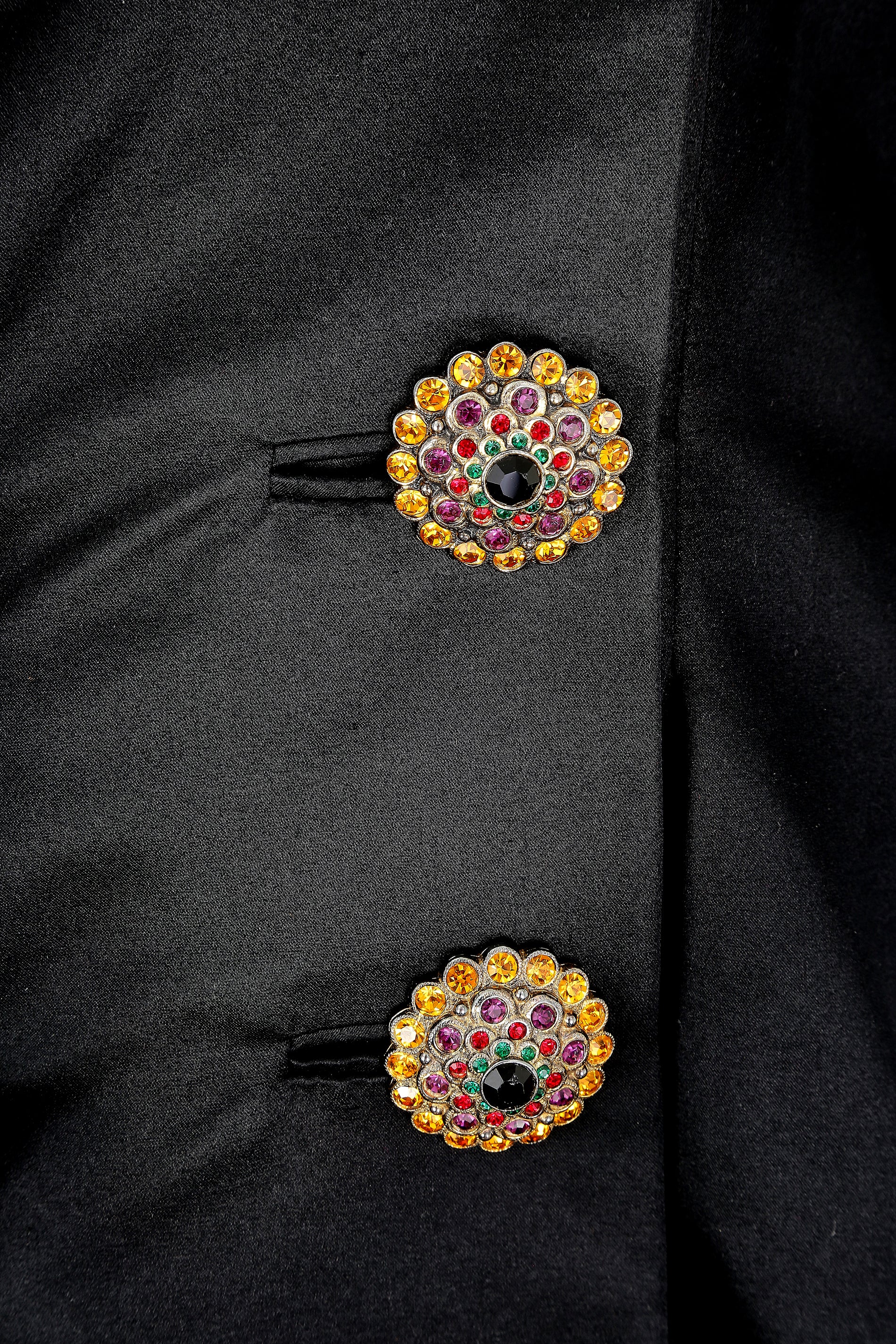 1991 Christian Lacroix Black Dress Jacket with Crystal Buttons