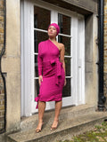 1980s Yves Saint Laurent Pink Silk Asymmetric Dress with Belt