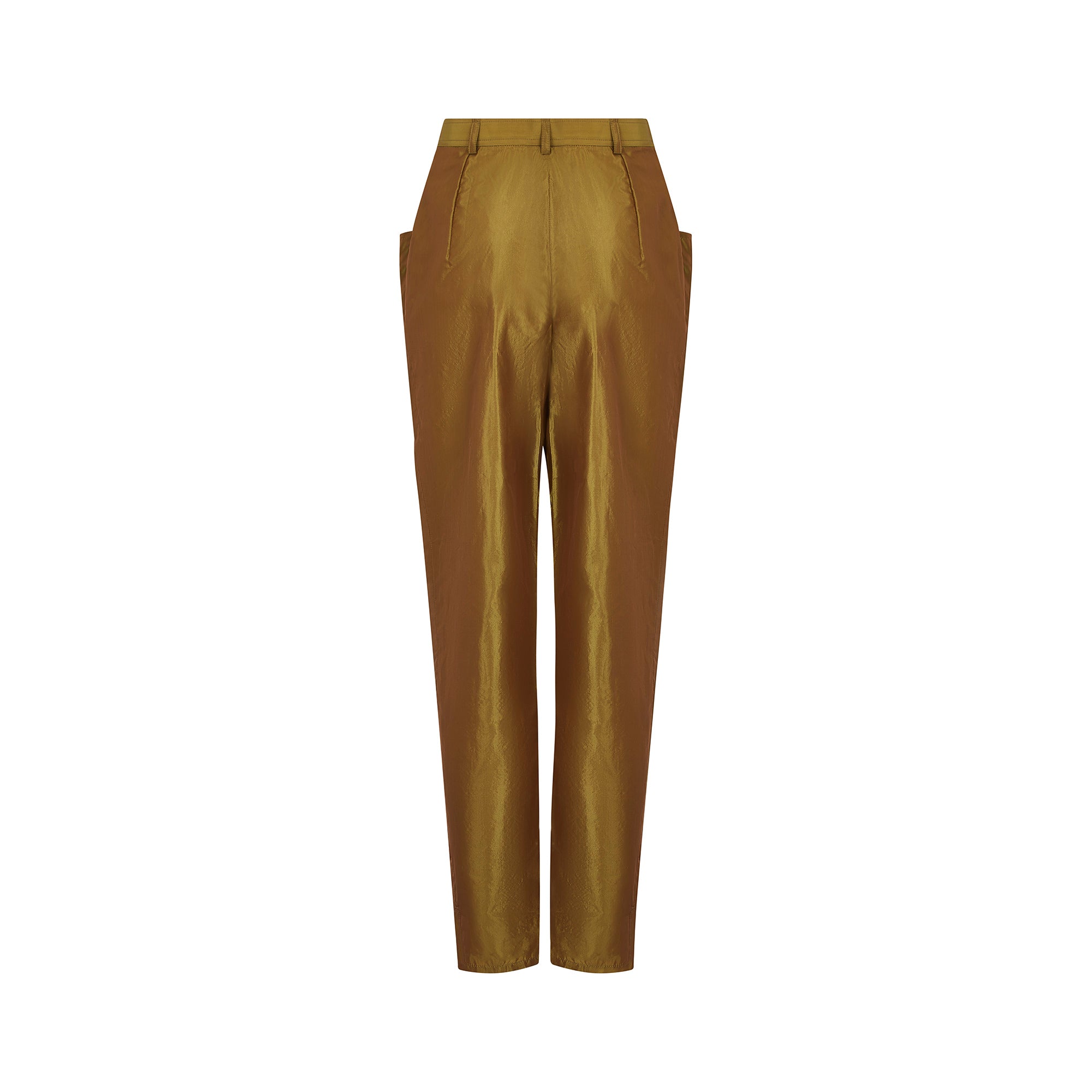 1992 Yves Saint Laurent Runway Documented Irridescent Green Silk Trousers