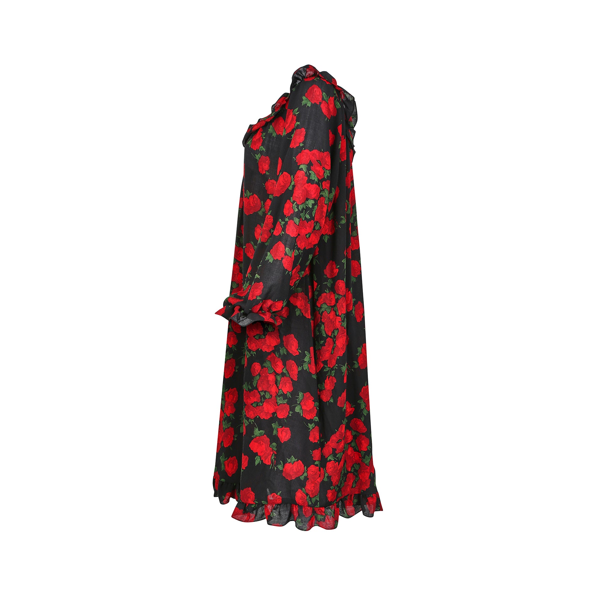 1994 Yves Saint Laurent Wool Roseprint Dress